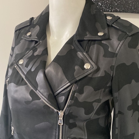 Generation Love Spencer Black Camo Lamb Skin Leather Jacket Pockets Sz XS NEW - Picture 4 of 14